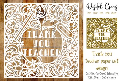 Download Thank You Teacher Paper Cut Design For Crafts