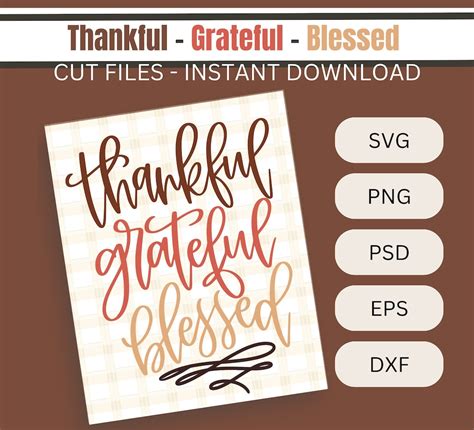 Download Thankful Grateful Blessed Cut Files