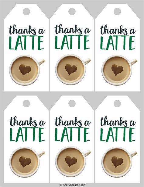 Thanks A Latte Free Printable Pdf