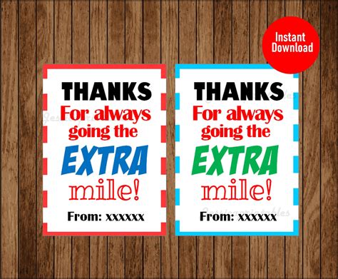 Thanks For Going The Extra Mile Printable
