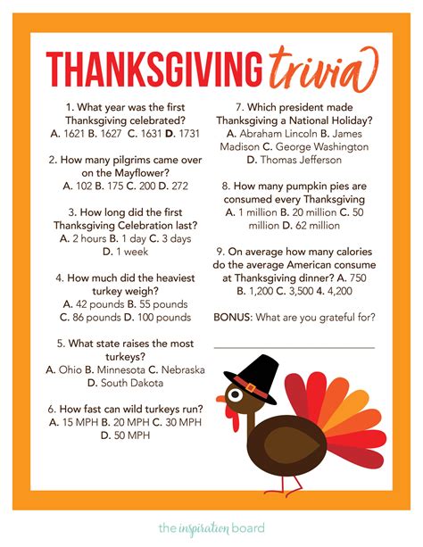 Thanksgiving Day Trivia Questions And Answers Printable