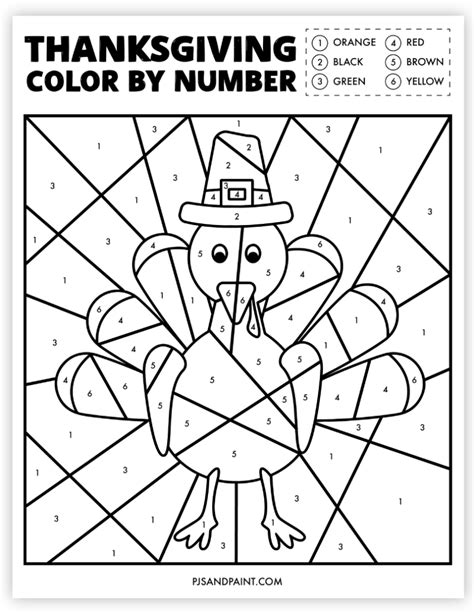 Thanksgiving Color By Number Easy