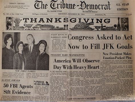 Thanksgiving Day 1963 Calendar