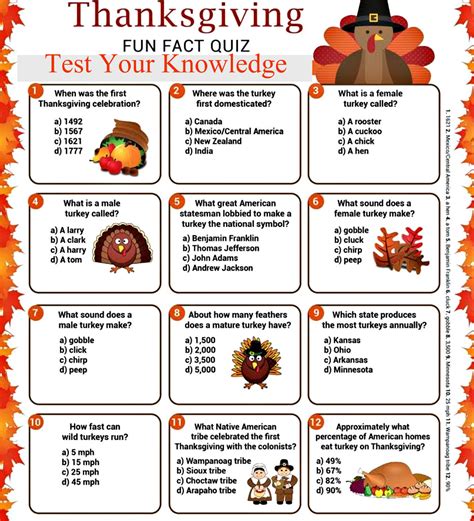 Thanksgiving Day Trivia Printable
