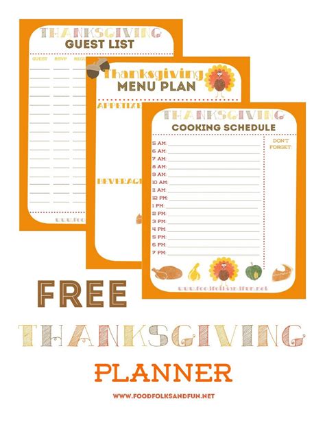 Thanksgiving Dinner Planner Printable