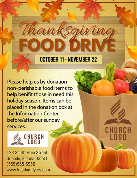 Thanksgiving Food Drive Flyer Template Free