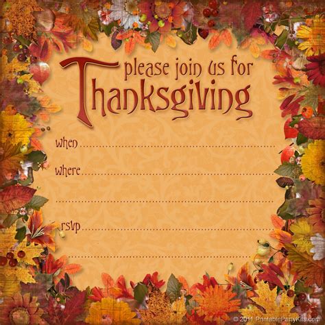 Thanksgiving Invitation Blank Template