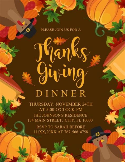 Thanksgiving Invite Template Free