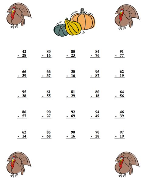 Thanksgiving Math Worksheets Free Printable