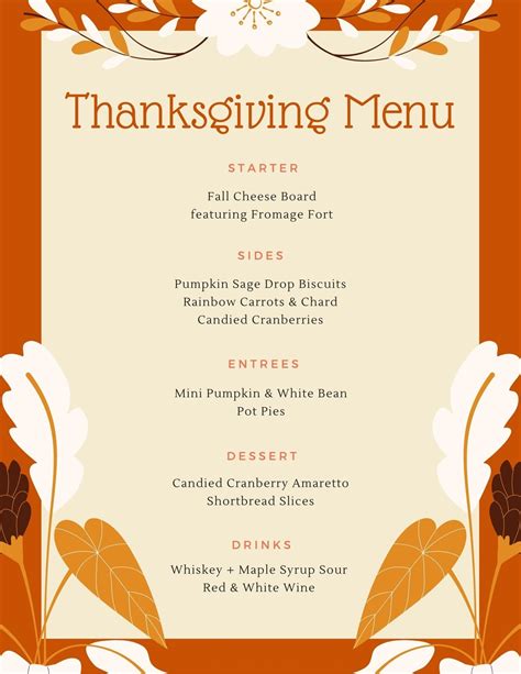Thanksgiving Menu Template | Thanksgiving Menu Templates Free