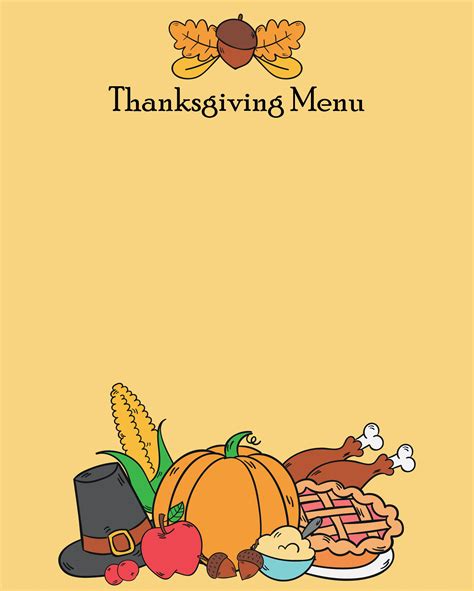 Thanksgiving Menu Template Printable