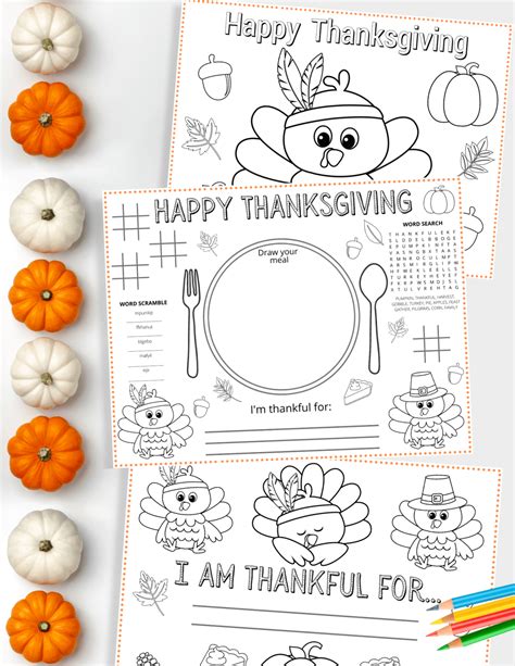 Thanksgiving Printables Placemats