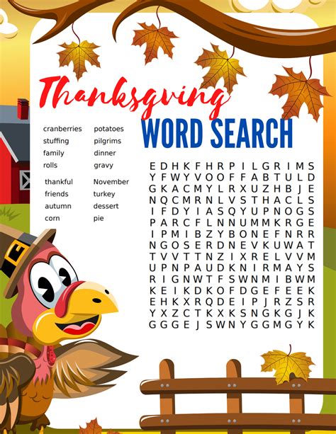 Thanksgiving Search A Word Printable
