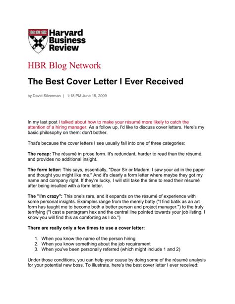 The Best Cover Letter I Ever Received