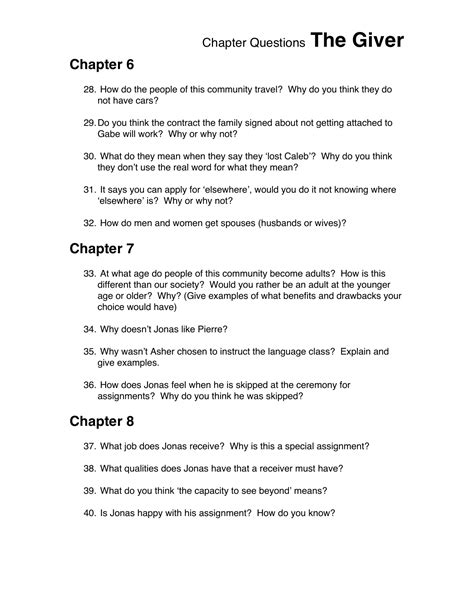 The Giver Book Pdf Chapter 5 Resume Examples