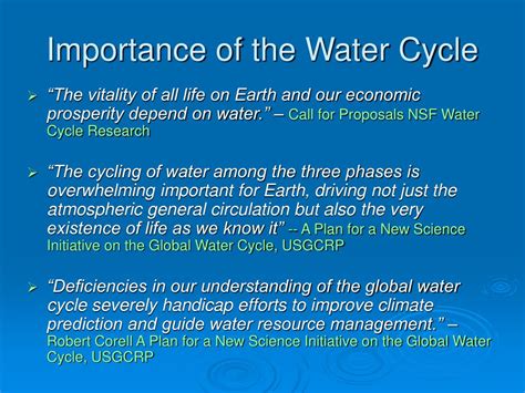 The Importance of the Water Cycle