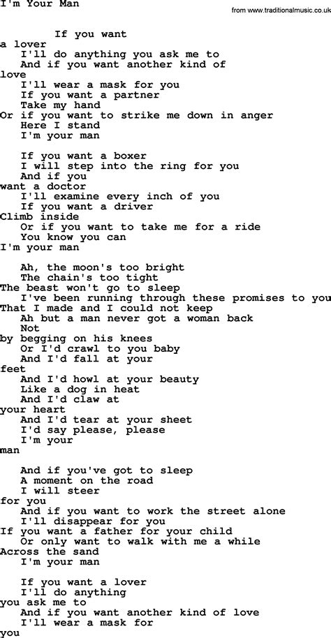 The Lyrics To “Your Man”