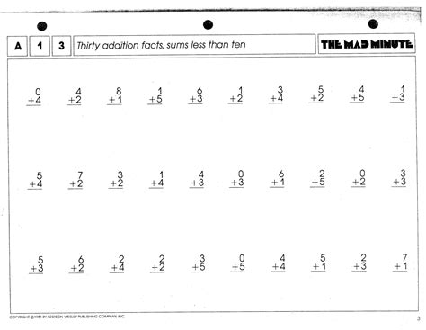 The Mad Minute Worksheets