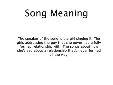 The Meaning of The Song