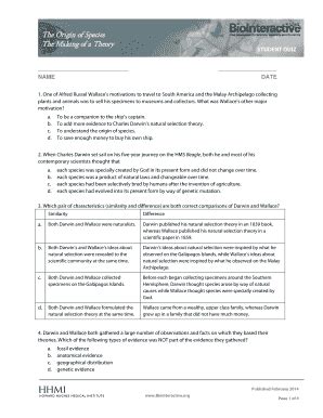 The Origin Of Species The Making Of A Theory Worksheet