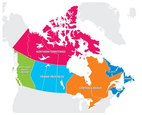 The Regions Of Canada Map