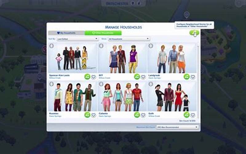 The Sims 4 Manage Households