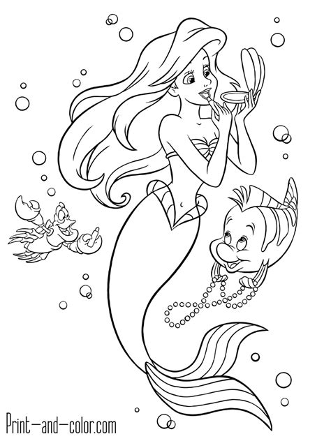 The Little Mermaid coloring pages Print and Mermaid