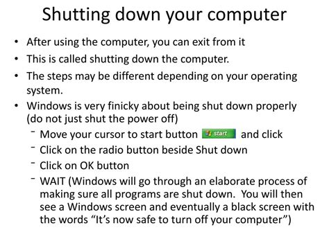 The Baseline: Shutting Down Your Computer