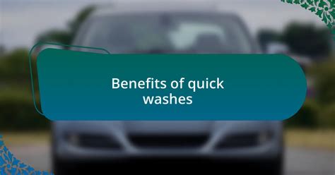 The Basics: Quick & Convenient Washes