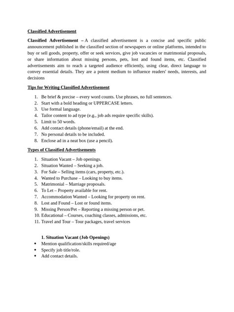 The Beginners Guide to Writing Classified Ads