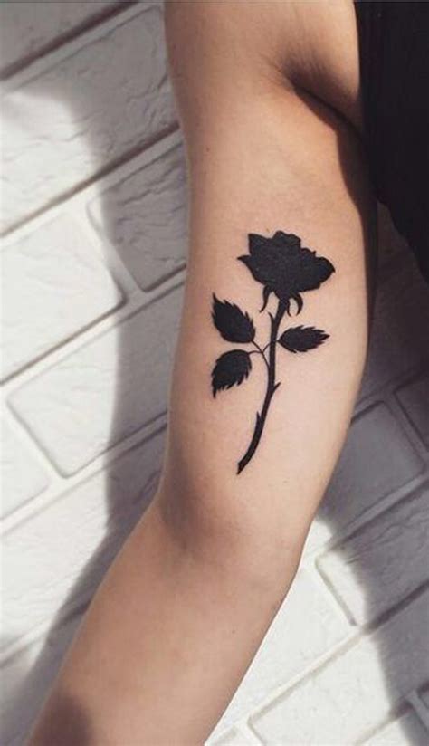 Realistic 3d Small Black Rose Tattoo On Man
