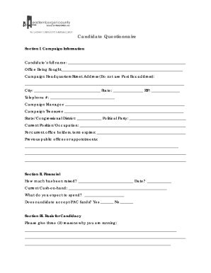 The Candidate Questionnaire CQ