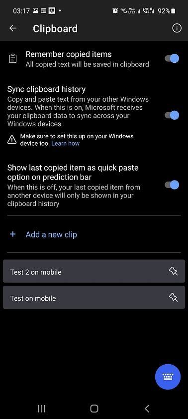 The Clipboard data is encrypted and won’t be linked to your Microsoft account