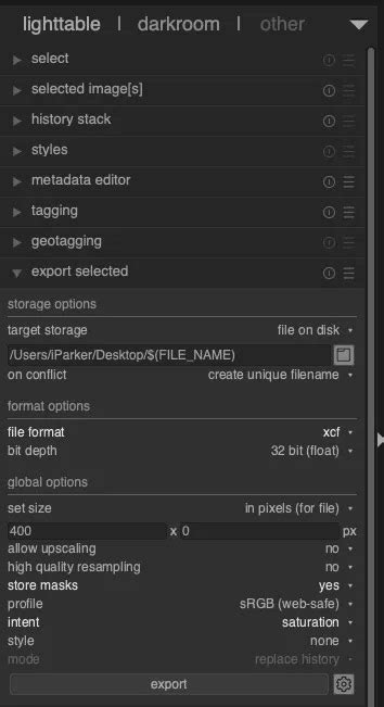 The Darkroom Export Module
