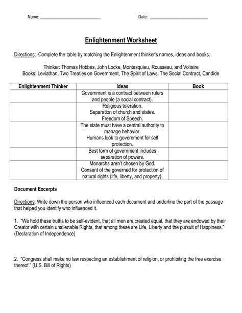 The Enlightenment Worksheet Answers — db-excel.com