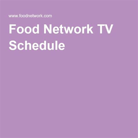 Food Network Schedule For Food Network