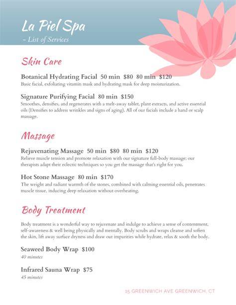 The Full Spa Treatment Menu