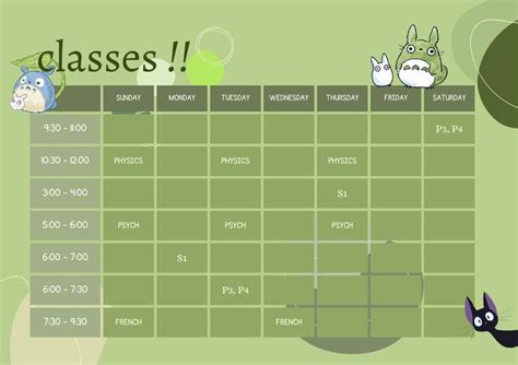 The Ghibli timetable
