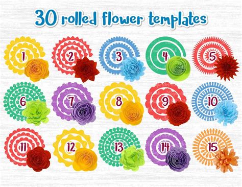 Download The Giant Rolled Flower Craft Bundle Cut Files