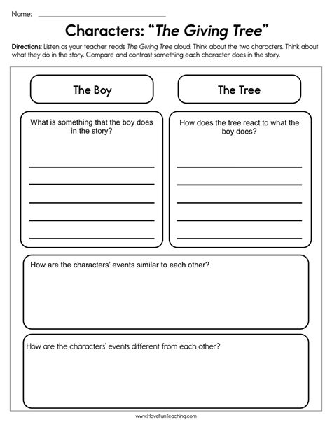The Giving Tree Printables