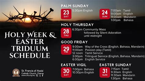The Holy Triduum Weekly Menu including Easter