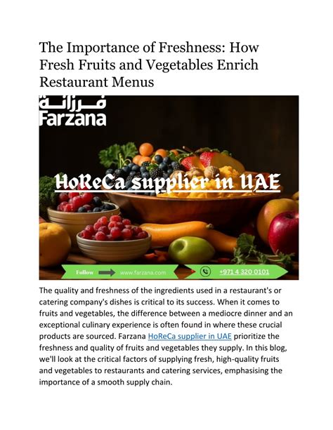 The Importance of Freshness