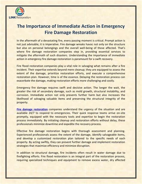 The Importance of Immediate Action