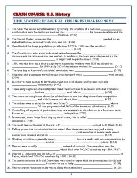 The Industrial Economy Crash Course Us History 23 Worksheet Answers