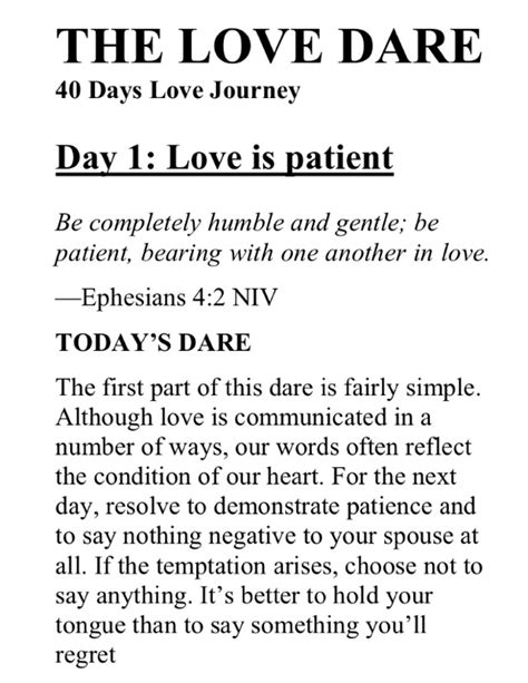 The Love Dare Printable