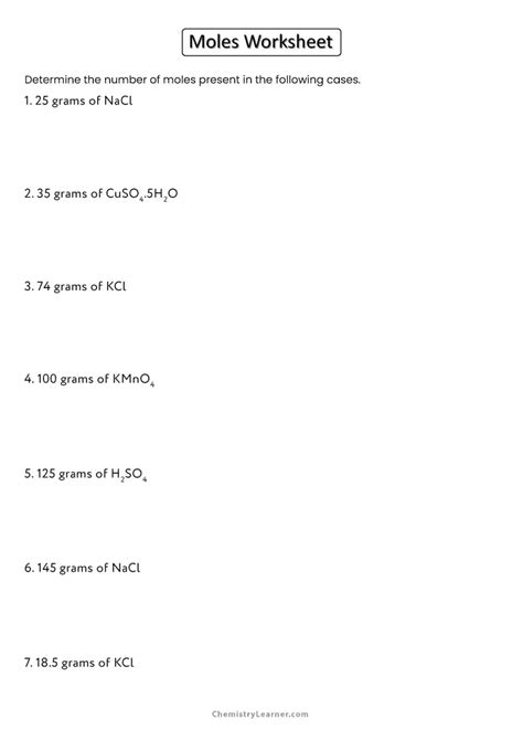 The Mole Coloring Worksheet Chemistry Answers
