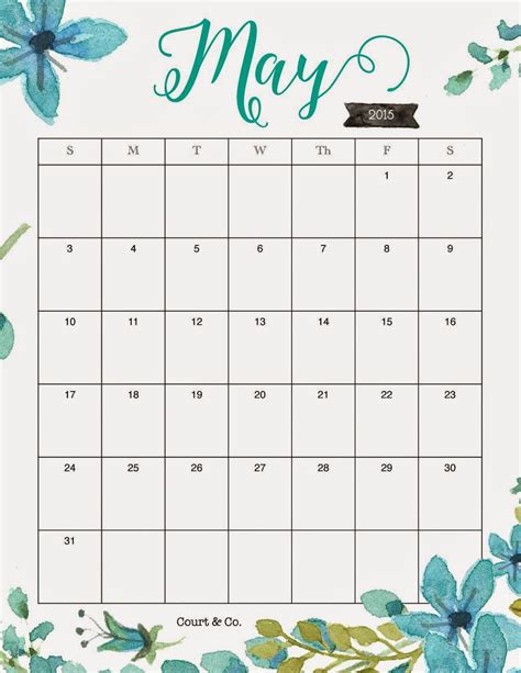 The Month Of May Calendar