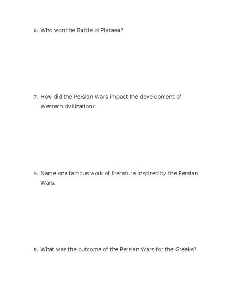 The Persian Wars Worksheet Answer Key