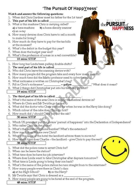 The Pursuit Of Happyness Worksheet