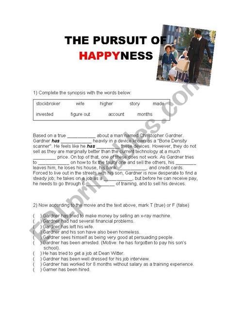 The Pursuit Of Happyness Worksheet Answers